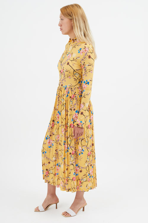 Stine Goya Yellow & Multi Floral Mockneck Dress