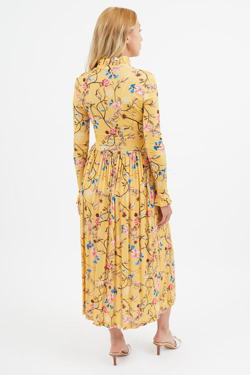 Stine Goya Yellow & Multi Floral Mockneck Dress