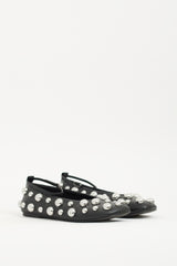 Stine Goya Black Leather Studded Ballerina Flat