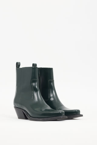 Stine Goya Green Leather Gurly Ankle Boot