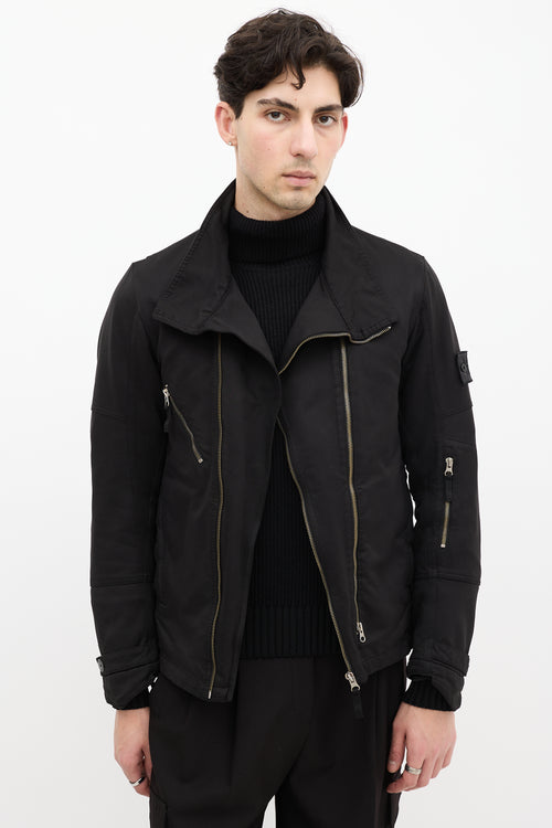 Stone Island Black Canvas Asymmetrical David-T Jacket