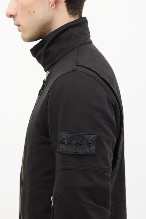 Stone Island Black Canvas Asymmetrical David-T Jacket