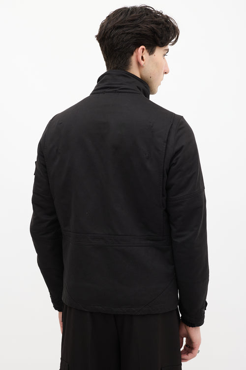 Stone Island Black Canvas Asymmetrical David-T Jacket