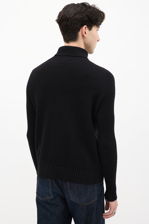 Stone Island Black Wool Ribbed Turtleneck