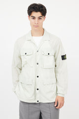 Stone Island Green & Black Flax Hidden Pouch Button Up Shirt