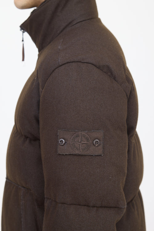 Stone Island Green Wool Ghost Piece Down Jacket