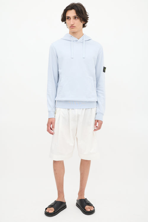 Stone Island Light Blue Logo Patch Hoodie