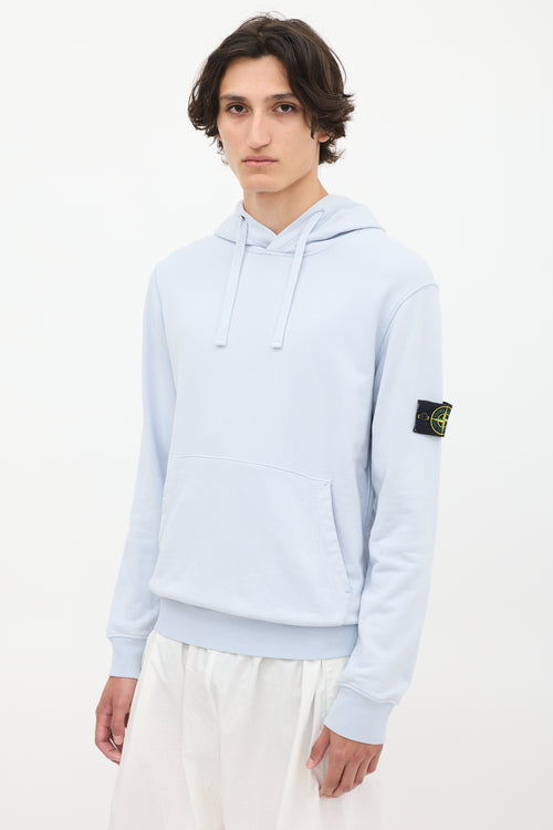 Stone Island Light Blue Logo Patch Hoodie