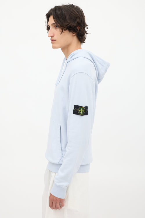 Stone Island Light Blue Logo Patch Hoodie