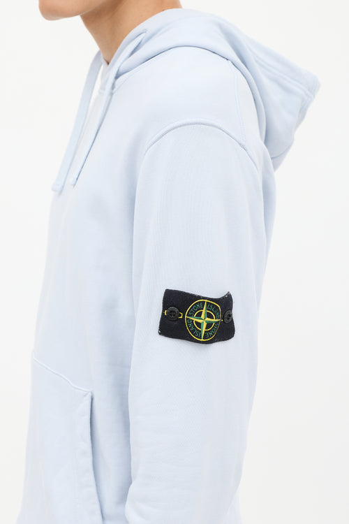 Stone Island Light Blue Logo Patch Hoodie