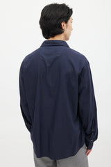 Stone Island Navy Cotton Embroidered Logo Shirt