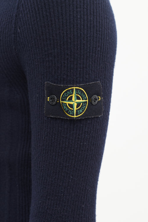 Stone Island Navy Wool Compass Patch Sweater