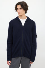 STONE  WOOL ZIP UP KNIT PARKA Sサイズ Stone-Island-Navy-Zip-Up-Knit-