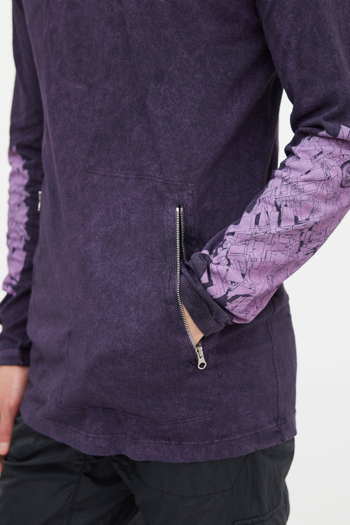 Stone Island Purple Zipped Graphic Long Sleeve Top