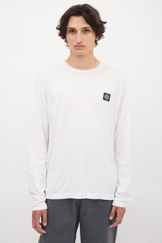 Stone Island White Logo Patch Long Sleeve T-Shirt