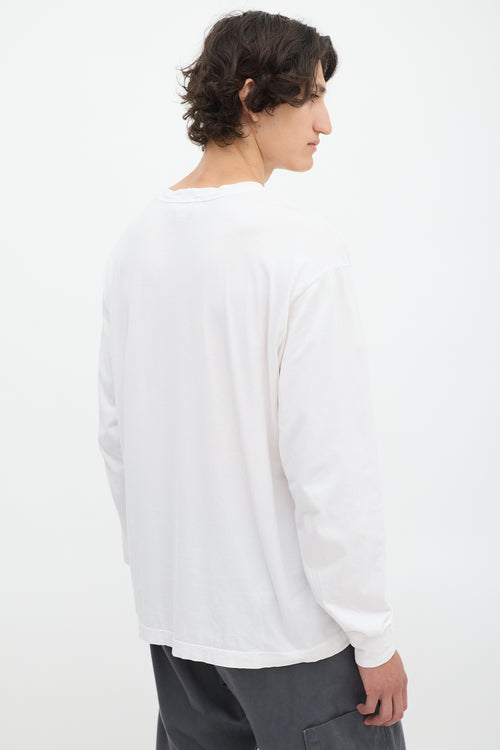 Stone Island White Logo Patch Long Sleeve T-Shirt