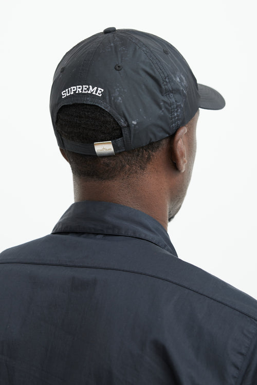 Supreme X Stone Island Black Nylon Splatter Logo Hat