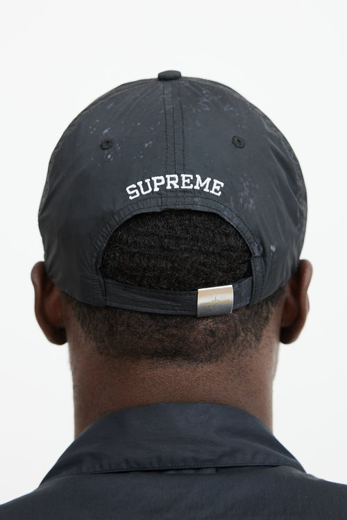 Supreme X Stone Island Black Nylon Splatter Logo Hat