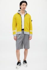Stone Island Yellow & Grey Chenille Knit Layered Jacket