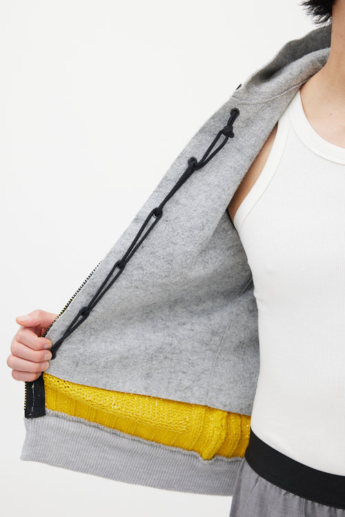 Stone Island Yellow & Grey Chenille Knit Layered Jacket