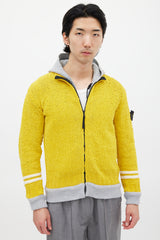 Stone Island Yellow & Grey Chenille Knit Layered Jacket