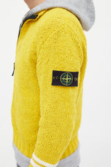 Stone Island Yellow & Grey Chenille Knit Layered Jacket
