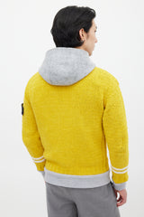 Stone Island Yellow & Grey Chenille Knit Layered Jacket