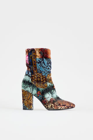 Strategia Velvet Floral Ankle Boot