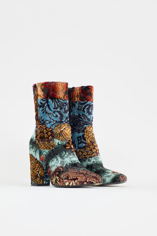Strategia Velvet Floral Ankle Boot