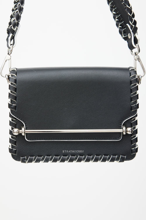 Strathberry Black & White Leather East West Bag