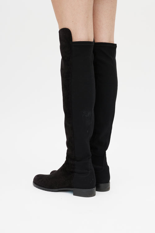 Stuart Weitzman Black 5050 Suede Knee High Boot