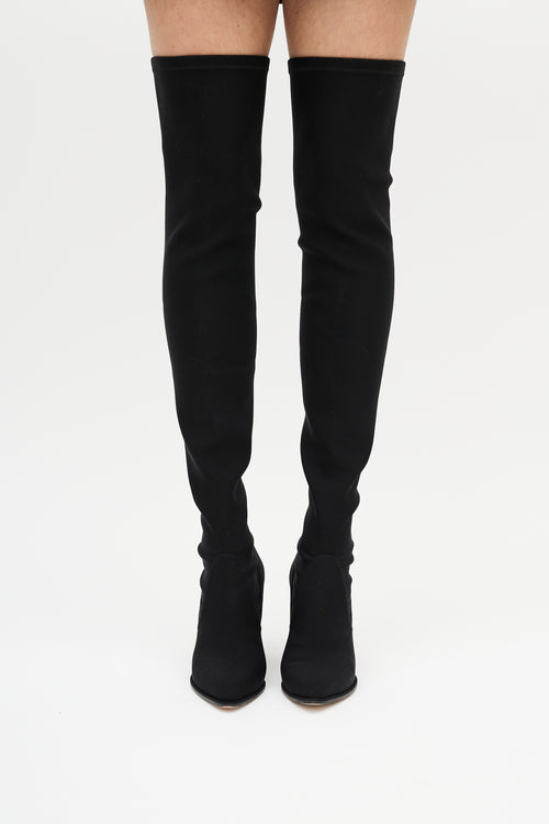 Stuart Weitzman Black Elasticized Thigh High Boot