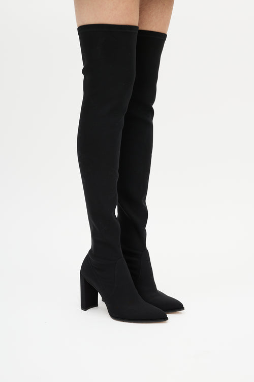 Stuart Weitzman Black Elasticized Thigh High Boot