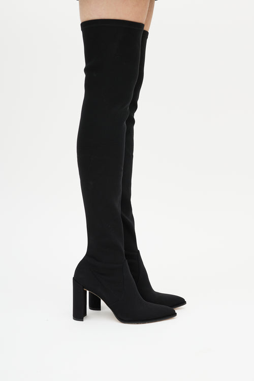 Stuart Weitzman Black Elasticized Thigh High Boot