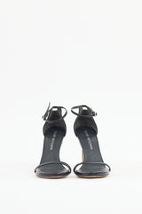 Stuart Weitzman Black Leather Nudist Sandal