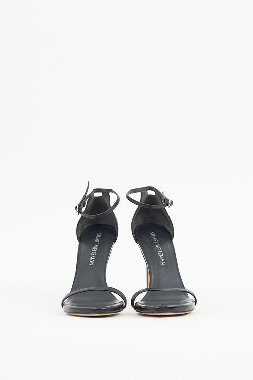 Stuart Weitzman Black Leather Nudist Sandal