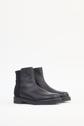 Stuart Weitzman Black Leather Ankle Boot