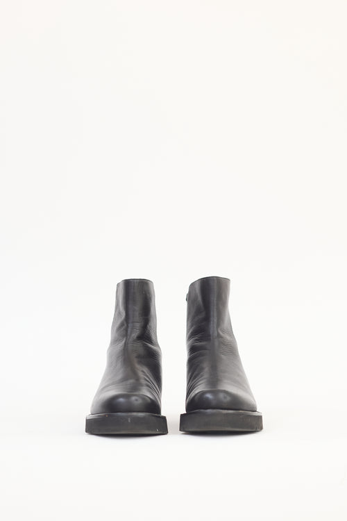 Stuart Weitzman Black Leather Ankle Boot