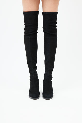  Black Suede Highland Over the Knee Boot