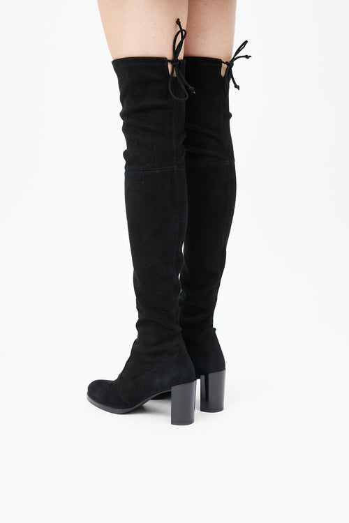  Black Suede Highland Over the Knee Boot