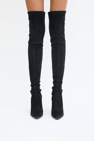 Stuart Weitzman Black Suede Knee High Boot