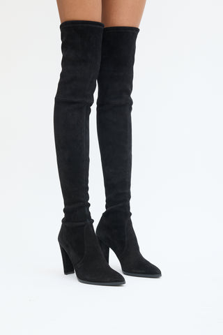 Stuart Weitzman Black Suede Knee High Boot