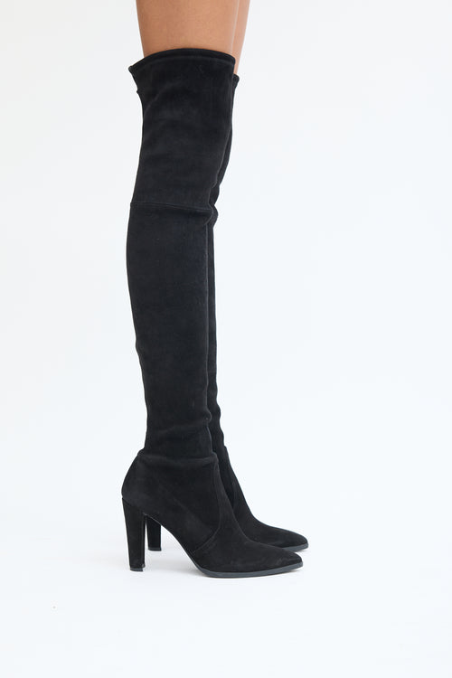 Stuart Weitzman Black Suede Knee High Boot