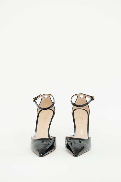 Stuart Weitzman Black Patent Pointed Toe Pump