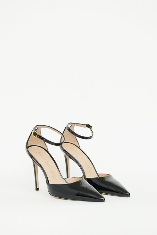 Stuart Weitzman Black Patent Pointed Toe Pump