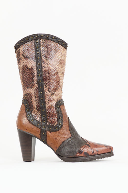 Stuart Weitzman Exotic Leather Stampede Boot