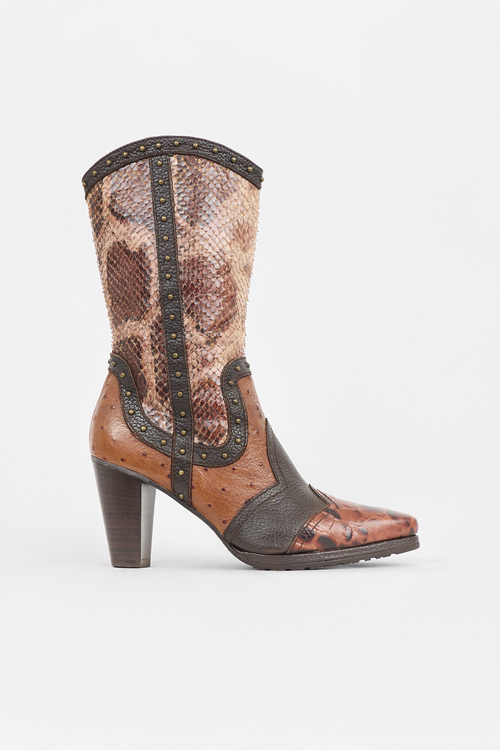 Stuart Weitzman Exotic Leather Stampede Boot