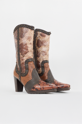 Stuart Weitzman Exotic Leather Stampede Boot