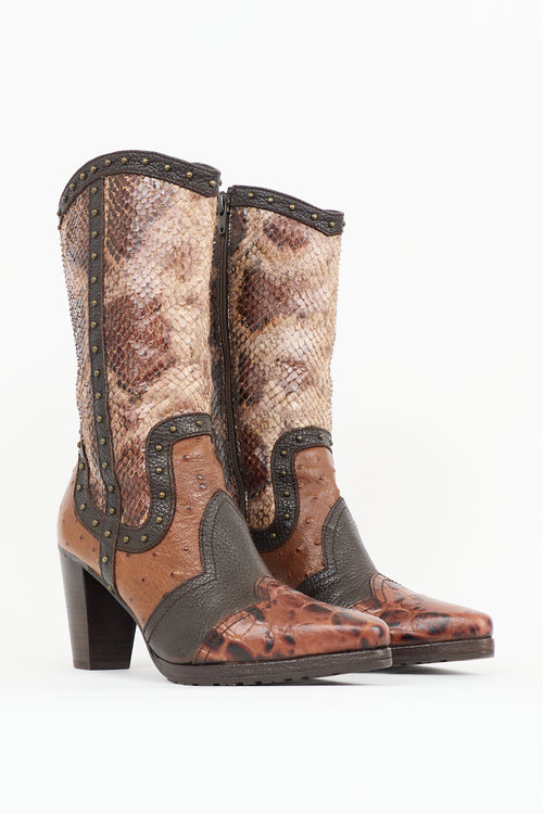Stuart Weitzman Exotic Leather Stampede Boot