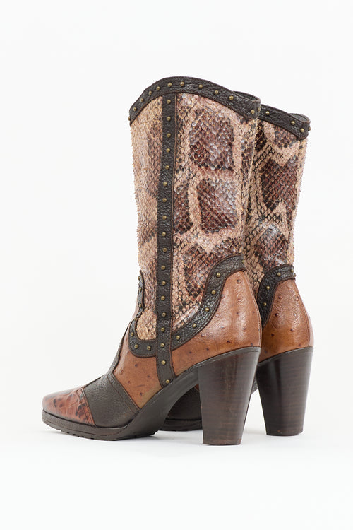 Stuart Weitzman Exotic Leather Stampede Boot